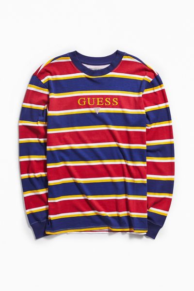 guess white and red striped shirt