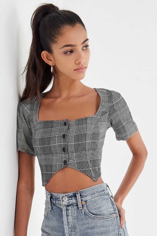 Motel Legia Button-Front Cropped Top | Urban Outfitters