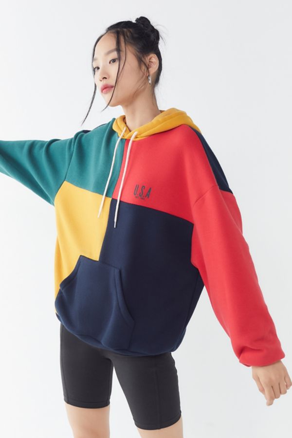 U.S.A. Colorblock Hoodie Sweatshirt | Urban Outfitters Canada