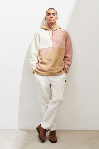 pink color block hoodie