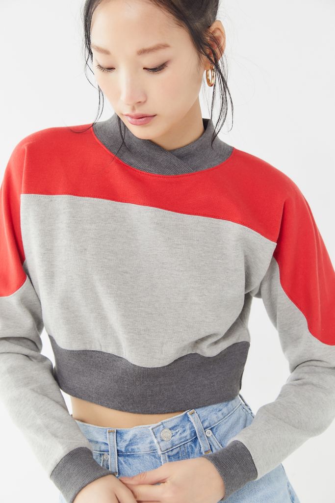 Uo Darby Colorblock Cropped Sweatshirt Urban Outfitters