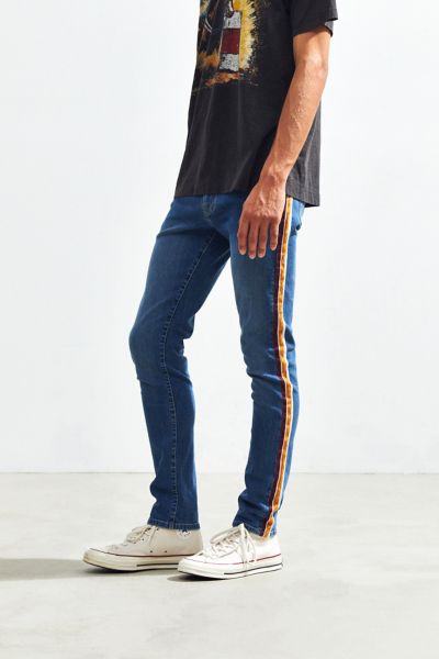 mens skinny jeans with side stripe