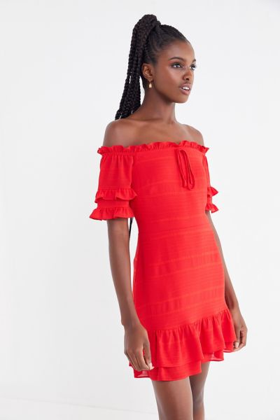 Lost + Wander Scorpion Off-The-Shoulder Ruffle Dress | Urban Outfitters