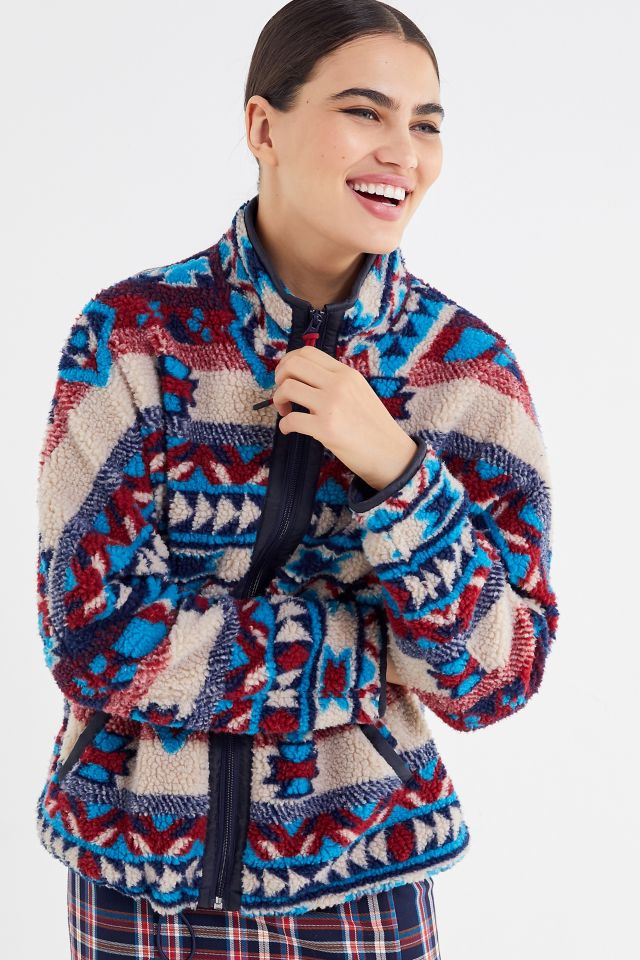 UO Jacquard Teddy Fleece Jacket | Urban Outfitters