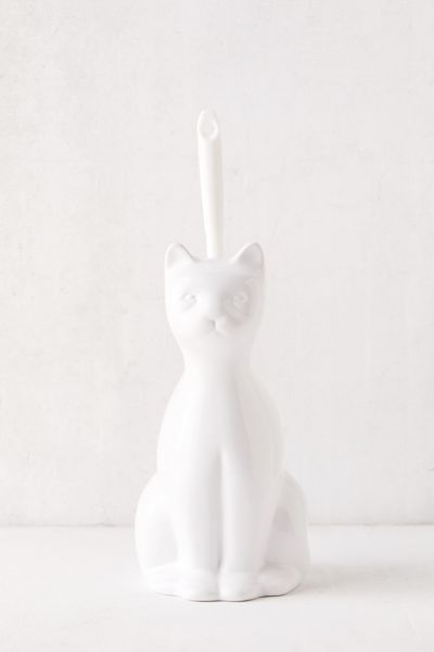 toilet brush holder ceramic cat