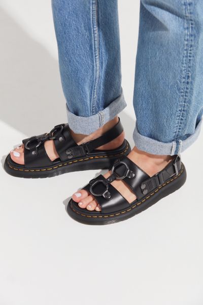 dr martens xabier hardware leather sandals in black