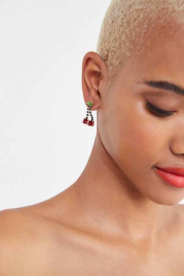 Rhinestone Cherry Post Earring Urban Outfitters