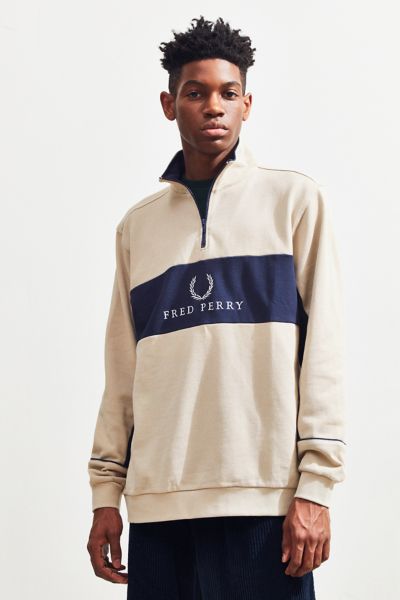 Fred Perry Colorblock Half-Zip Mock Neck Sweatshirt | Urban Outfitters