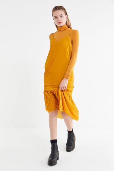 orange velvet dress urban outfitters