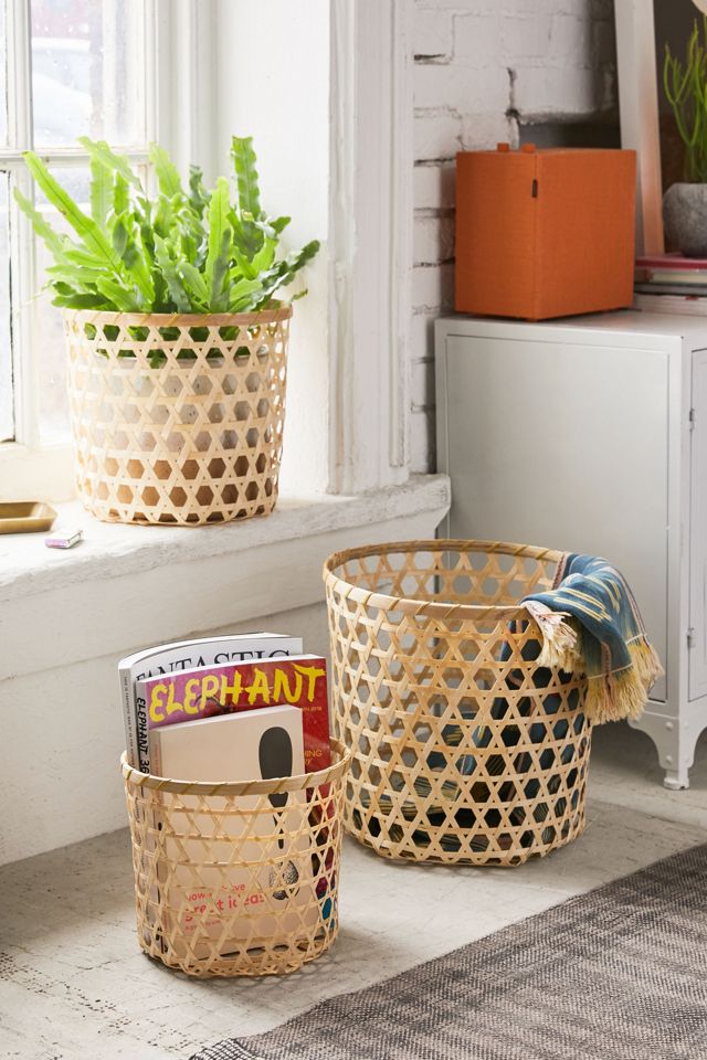 Panier emboîtable en bambou tissé Ensemble de 3 Urban Outfitters Canada