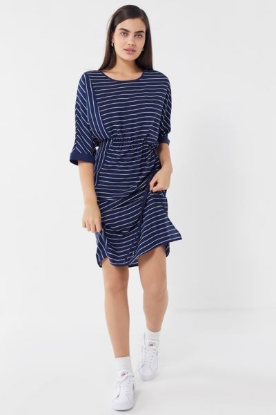 CAARA Striped Drawstring Midi Dress | Urban Outfitters