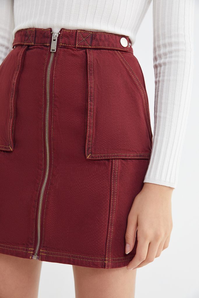 BDG Tate Denim ZipFront Utility Skirt Urban Outfitters