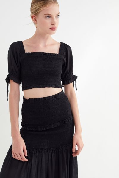 UO Zane Smocked Square-Neck Cropped Top | Urban Outfitters