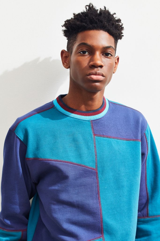 UO Colorblock Contrast Stitch Crew-Neck Sweatshirt | Urban Outfitters