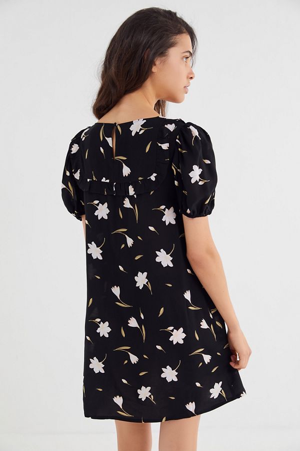 UO Everly Floral Puff Sleeve Babydoll Dress Urban Outfitters