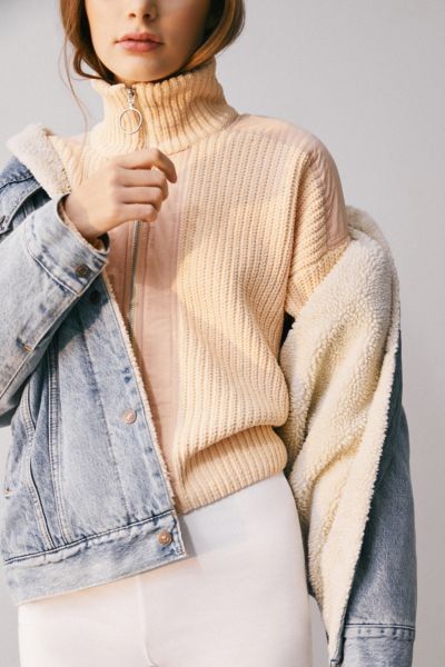 zip up neck sweater