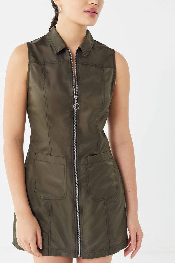 UO Bailey ORing ZipFront Mini Dress Urban Outfitters
