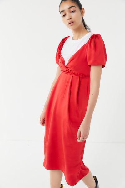 urban outfitters red satin dress