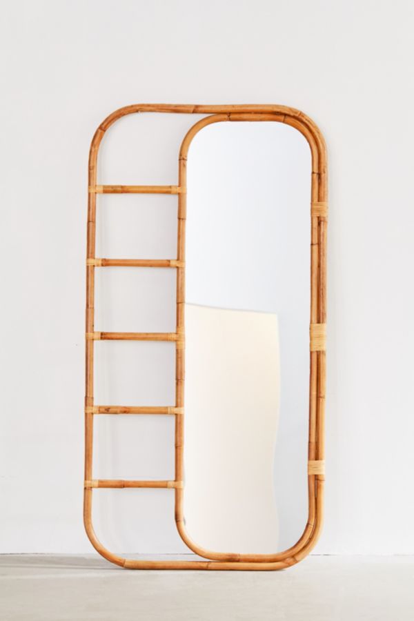 Slide View: 2: Ria Leaning Rattan Mirror