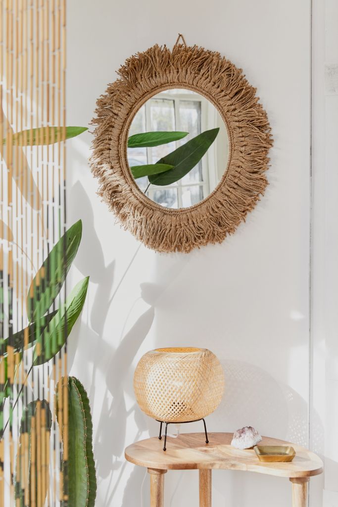 Fringed Jute Round Wall Mirror Urban Outfitters Canada
