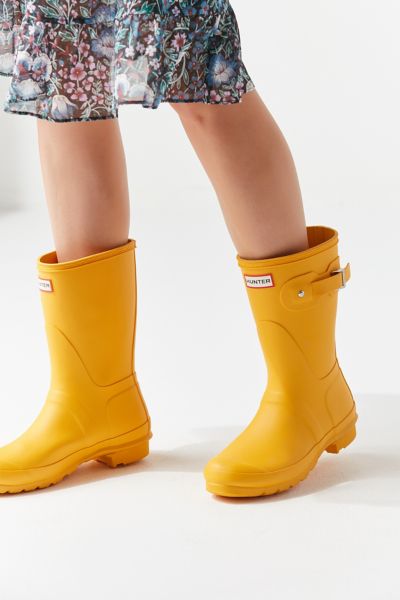 short yellow hunter rain boots