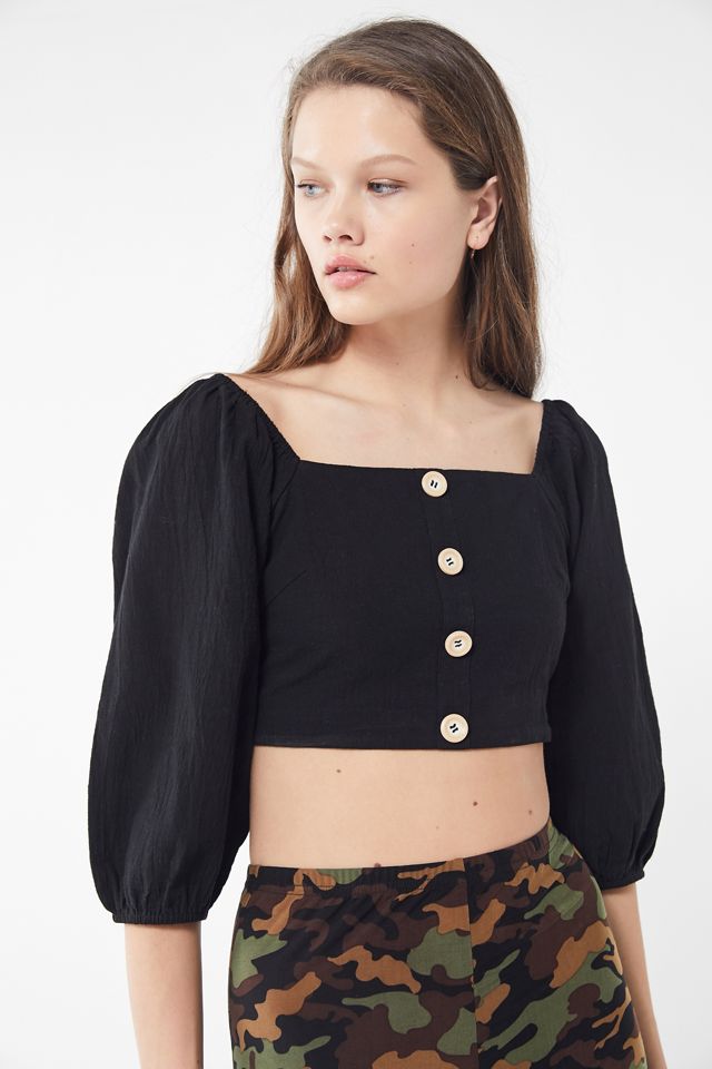 UO Balloon Sleeve Cropped Top Urban Outfitters