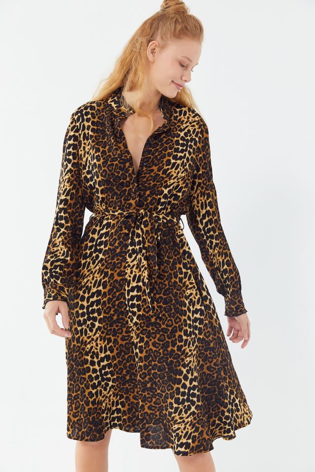 Just Female Elinor Leopard Print Midi Dress | Urban Outfitters