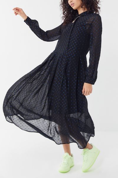 sheer polka dot maxi dress