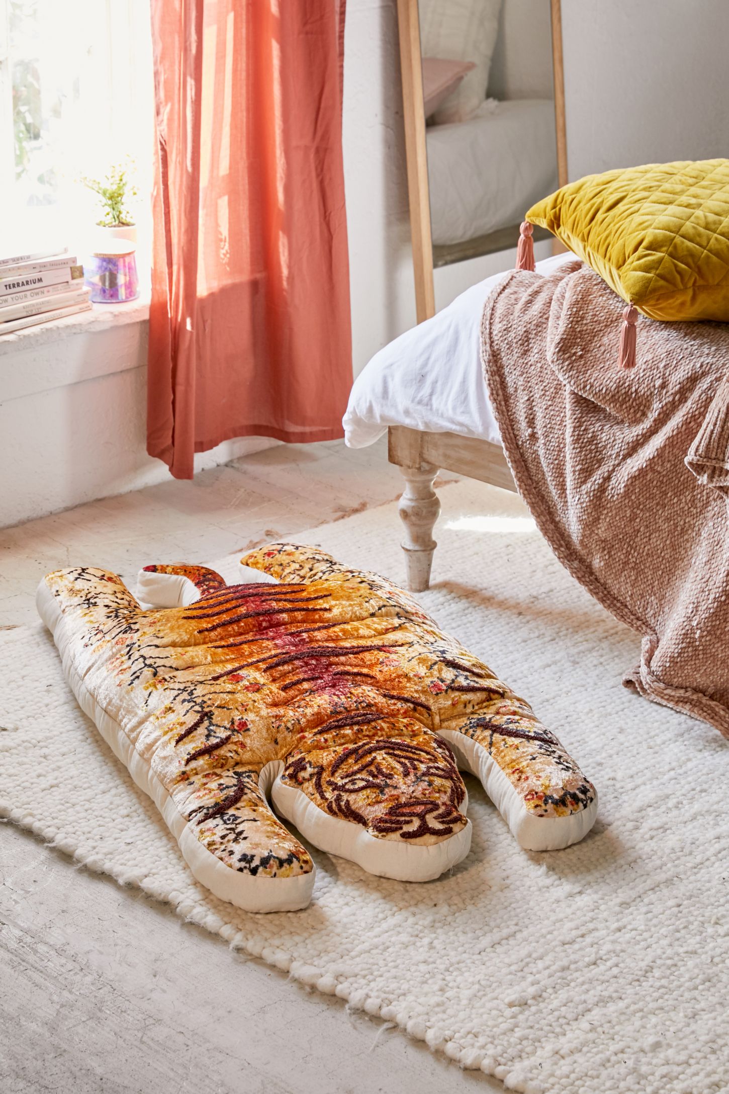Tiger Velvet Tufted Floor Pillow Urban Outfitters