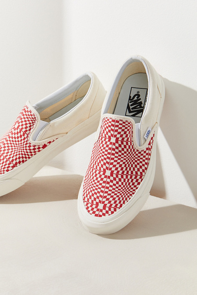 trippy checkerboard slip on vans