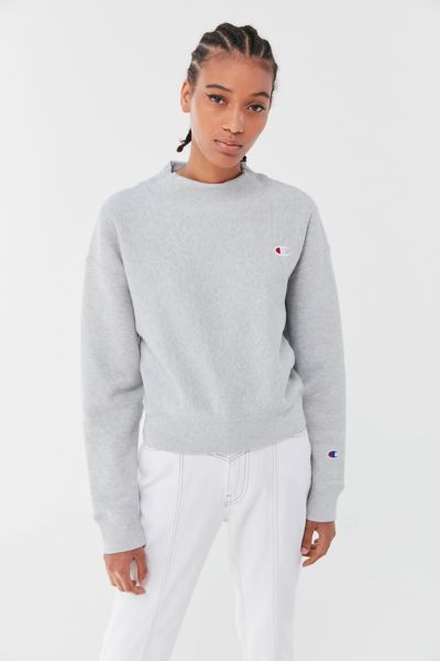 white mock neck sweatshirt