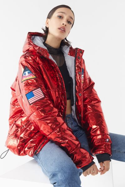 Champion Metallic Zip-Front Puffer Coat 