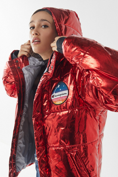 champion metallic puffer jacket women's