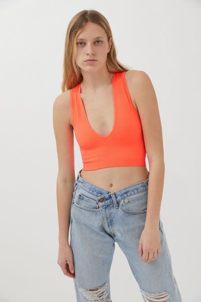 plunge top with bralette underneath