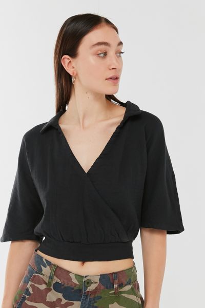 UO Natural Surplice Cropped Top | Urban Outfitters