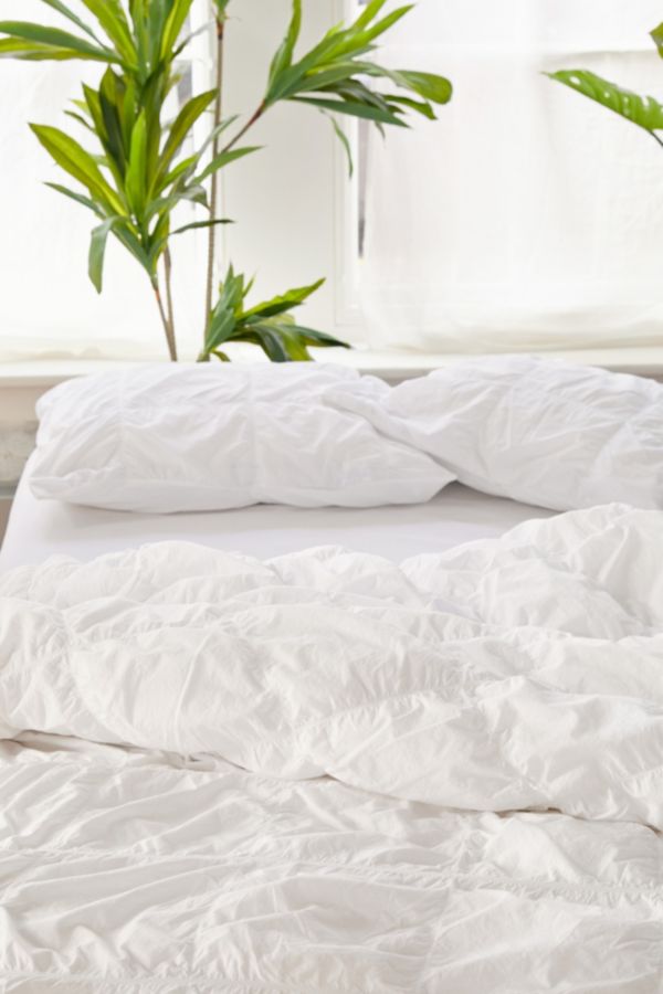 Washed Cotton Puffy Grid Duvet Cover Urban Outfitters