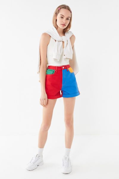 guess color block shorts