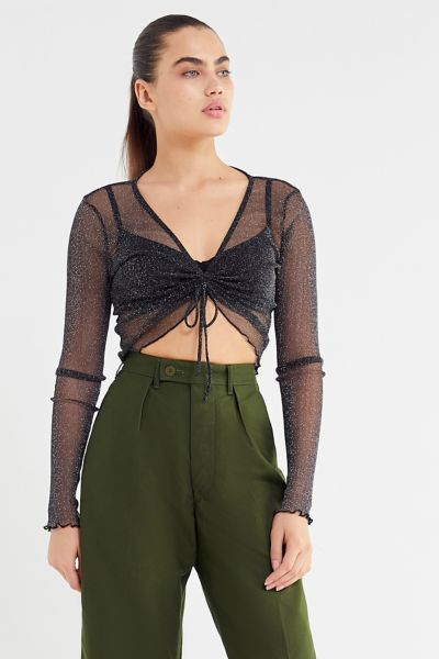 Out From Under Sparkly Mesh Long Sleeve Top | Urban Outfitters
