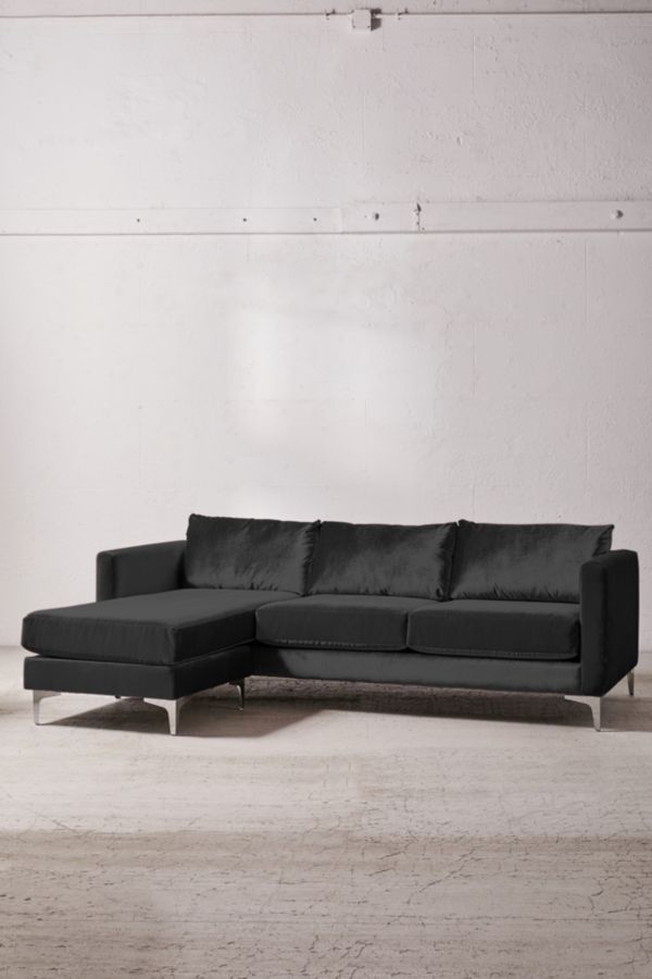 Slide View: 1: Chamberlin Velvet Sectional Sofa