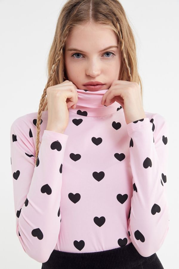 Lazy Oaf Little Hearts Turtleneck Top | Urban Outfitters