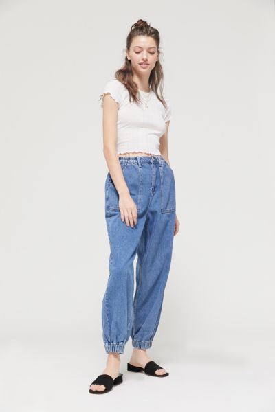 high waisted jean joggers