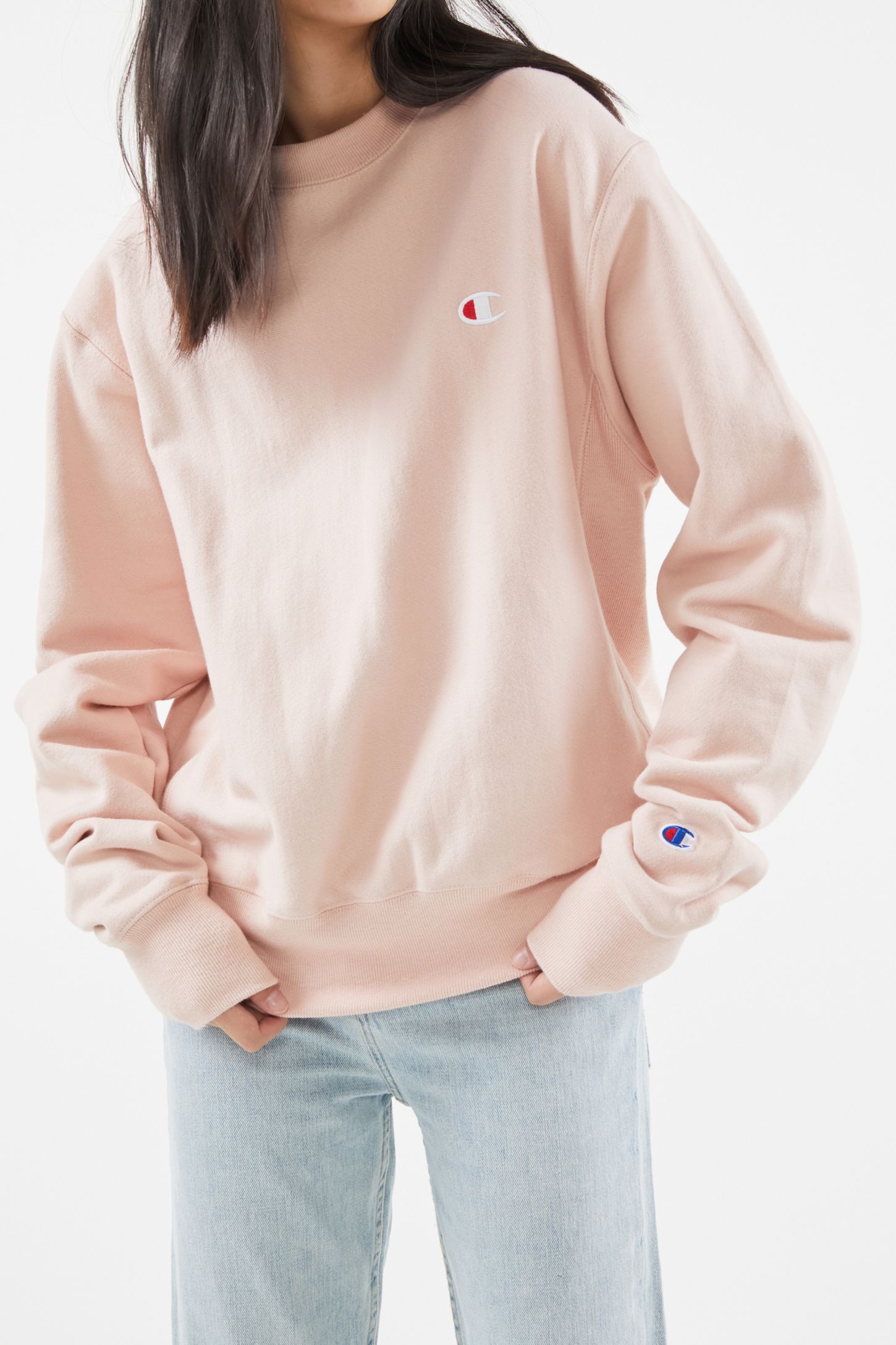 Champion Reverse Weave Logo Patch Sweatshirt Urban Outfitters