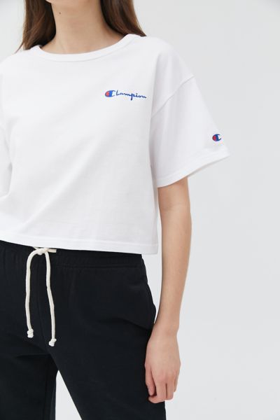 champion script logo cropped tee