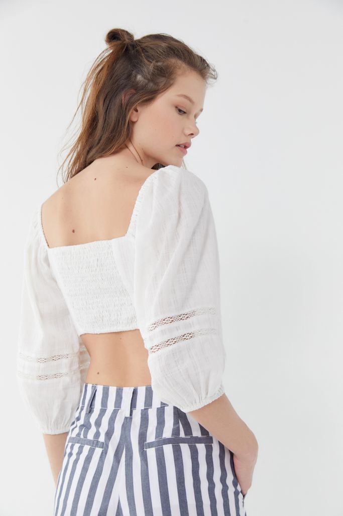 UO Boho Balloon Sleeve Cropped Top | Urban Outfitters