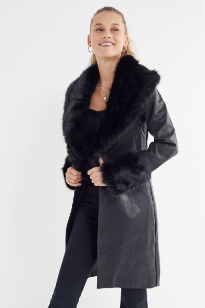 I.AM.GIA Zelda Faux Leather Faux Fur Trim Jacket | Urban Outfitters