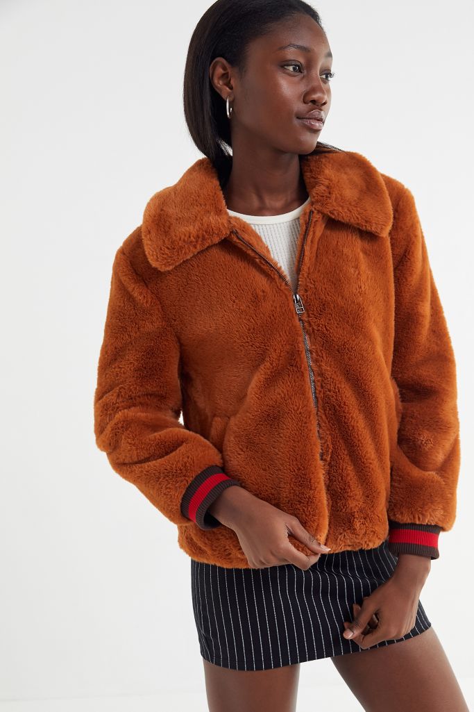 J.O.A. Faux Fur Bomber Jacket Urban Outfitters