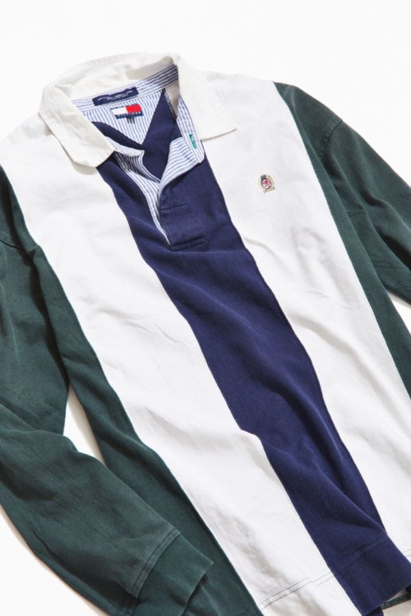 Vintage Tommy Hilfiger Vertical Stripe Crest Rugby Shirt Urban