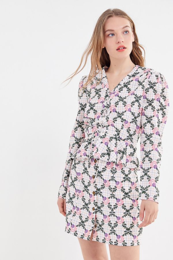 The East Order Tarshie Floral Button-Front Mini Skirt | Urban Outfitters