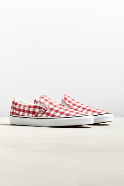 black gingham vans slip on