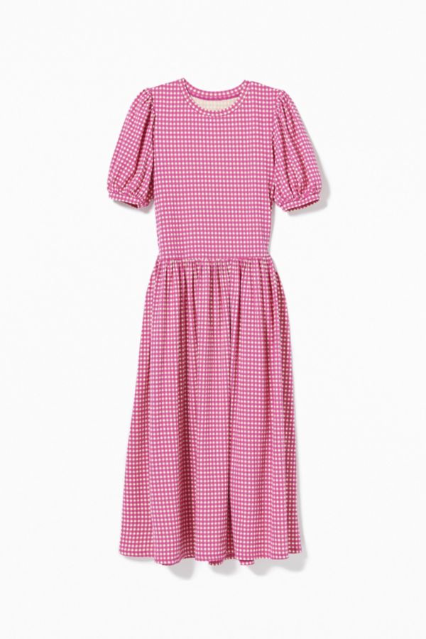UO Antibes Gingham Puff Sleeve Midi Dress | Urban Outfitters
